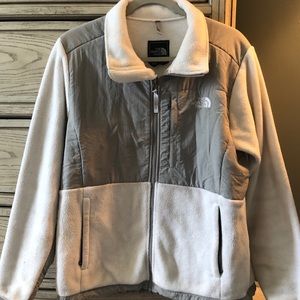 The North Face white/grey fleece jacket